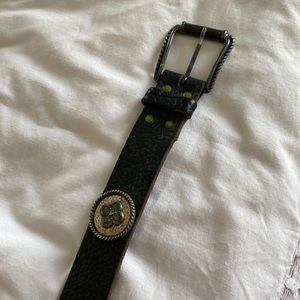 Leather belt with silver detailing